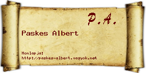 Paskes Albert névjegykártya